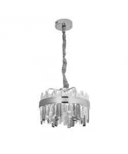Candelabru LED Cristal cu Telecomanda Miguel 92W Dimabil Argintiu
