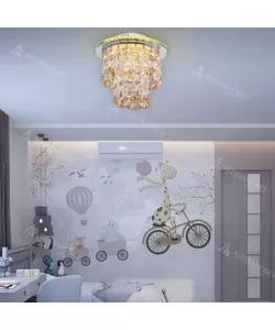 Candelabru LED Frederic, 24W, Auriu, Metal si Cristal