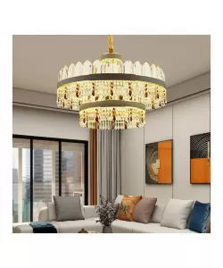 Candelabru LED Pollux cu Telecomanda, 300W, Diametru 75cm Auriu, Cristal, Dimabila Candelabru LED Pollux cu Telecomanda, 300W, Diametru 75cm Auriu, Cristal, Dimabila