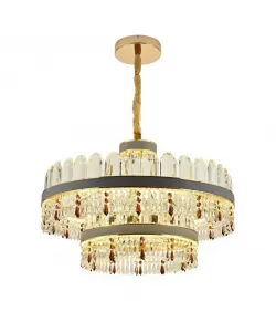 Candelabru LED Pollux cu Telecomanda, 300W, Diametru 75cm Auriu, Cristal, Dimabila Candelabru LED Pollux cu Telecomanda, 300W, Diametru 75cm Auriu, Cristal, Dimabila