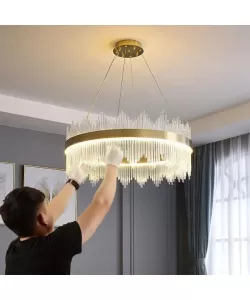 Candelabru LED cu Telecomanda Lazaro 63W Dimabil Auriu