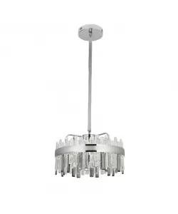 Candelabru LED Cristal cu Telecomanda Melvin 112W Dimabil Diametru 50cm Argintiu