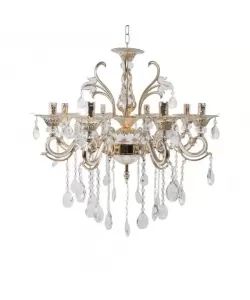 Candelabru Ludovico, 8*E14, Auriu, Metal si Cristal