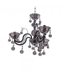 Candelabru Mali, 3*E14, Negru, Metal si Cristal