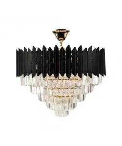 Candelabru Nermeros, 12*E14, Auriu si Negru, Metal si Cristal