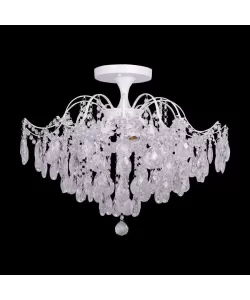 Candelabru Odin, 6*E27, Alb, Metal si Cristal