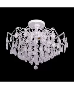 Candelabru Odin, 6*E27, Alb, Metal si Cristal