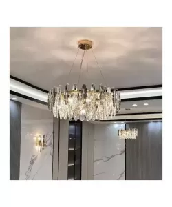 Candelabru Oliver, 6*E14, Crom, Metal si Cristal