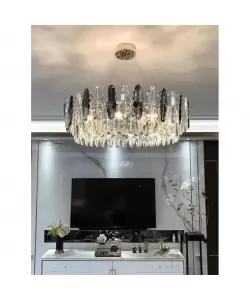 Candelabru Oliver, 6*E14, Crom, Metal si Cristal