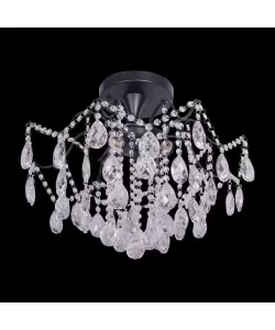 Candelabru Ottilas, 6*E27, Negru, Metal si Cristal