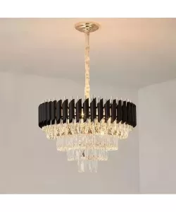 Candelabru Rubert, 9*E14, Auriu, Metal si Cristal