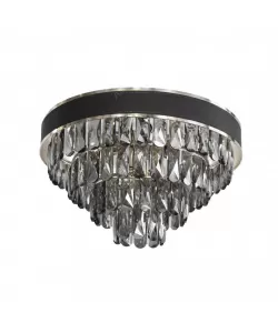 Candelabru Senegal, 9*E14, Cristal si Metal, Diametru 50cm, Negru cu Fumuriu