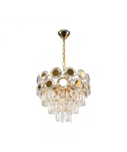 Candelabru Tilsen, 6*E14, Auriu, Metal si Cristal