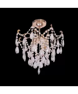 Candelabru Vladimir, 5*E27, Auriu, Metal si Cristal