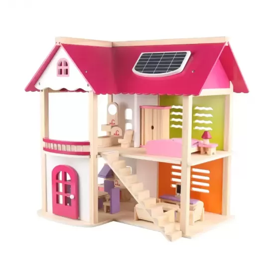 Casuta Papusi cu Mobilier Pink DollHouse Casuta Papusi cu Mobilier Pink DollHouse