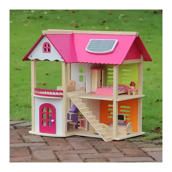 Casuta Papusi cu Mobilier Pink DollHouse Casuta Papusi cu Mobilier Pink DollHouse