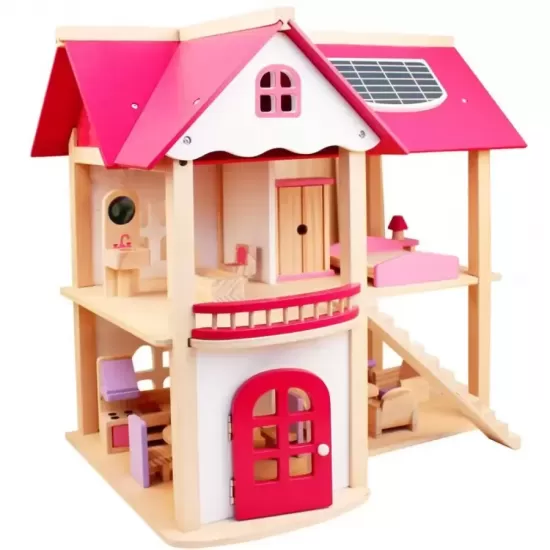 Casuta Papusi cu Mobilier Pink DollHouse Casuta Papusi cu Mobilier Pink DollHouse