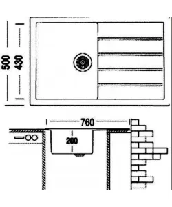 Chiuveta Bucatarie Angora, 76*50 cm, Cuart, Satinat, 760/500AG Chiuveta Bucatarie Angora, 76*50 cm, Cuart, Satinat, 760/500AG