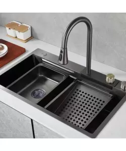 Chiuveta Bucatarie Inox cu Baterie inclusa, Korman Technik, 68x46cm, Gri