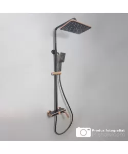 Coloana Dus, Alama Sanitara, Negru cu Roz-Gold, 10010H-M