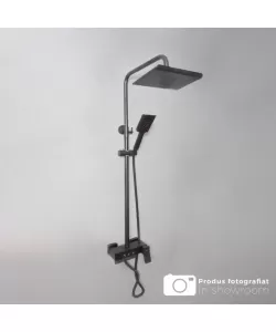 Coloana Dus cu Para si Palarie Reglaj, Alama Sanitara, Negru, 9920H