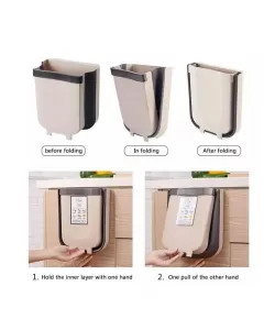 Cos de Gunoi Suspendat, 8L, Pliabil, Plastic, Crem/Alb - Alb