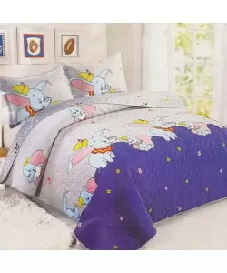 Cuvertura cu Elefanti pentru Pat Dublu, Poliester, 3 Piese, C02/F002 Cuvertura cu Elefanti pentru Pat Dublu, Poliester, 3 Piese, C02/F002