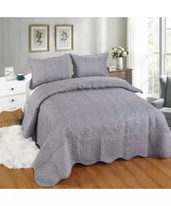 Cuvertura pentru Pat Dublu, Bumbac, 3 Piese, Gri C03/32 Cuvertura pentru Pat Dublu, Bumbac, 3 Piese, Gri C03/32