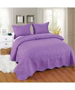 Cuvertura pentru Pat Dublu, Bumbac, 3 Piese, Mov C03/33 Cuvertura pentru Pat Dublu, Bumbac, 3 Piese, Mov C03/33