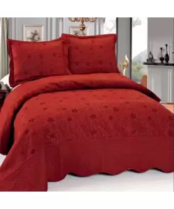 Cuvertura pentru Pat Dublu, Bumbac, 3 Piese, Visiniu C03/08 Cuvertura pentru Pat Dublu, Bumbac, 3 Piese, Visiniu C03/08