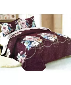 Cuvertura pentru Pat Dublu, Catifea, 3 Piese, Multicolor, C02/227 Cuvertura pentru Pat Dublu, Catifea, 3 Piese, Multicolor, C02/227