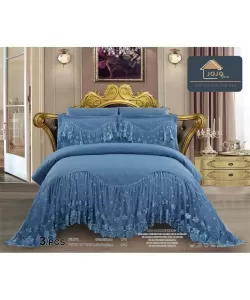 Cuvertura pentru Pat Dublu, Poliester, 3 Piese, Albastru, CVV09 Cuvertura pentru Pat Dublu, Poliester, 3 Piese, Albastru, CVV09