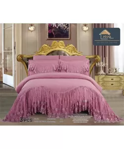Cuvertura pentru Pat Dublu, Poliester, 3 Piese, Roz, CVV03 Cuvertura pentru Pat Dublu, Poliester, 3 Piese, Roz, CVV03