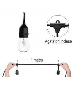 Ghirlanda Luminoasa cu Pendule, 15x E27 10m IP65 Negru Ghirlanda Luminoasa cu Pendule, 15x E27 10m IP65 Negru
