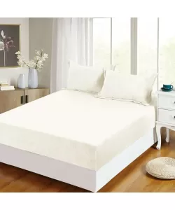 Husa Crem Deschis pentru Pat Dublu, 180*200 cm, Frotir, H02/206 Husa Crem Deschis pentru Pat Dublu, 180*200 cm, Frotir, H02/206