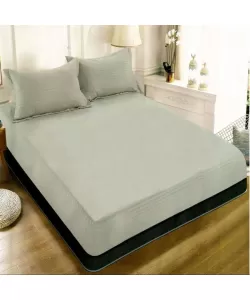 Husa de Pat cu 2 Perne, 180x200 cm, Bumbac Satinat, Gri Deschis H04/389 Husa de Pat cu 2 Perne, 180x200 cm, Bumbac Satinat, Gri Deschis H04/389