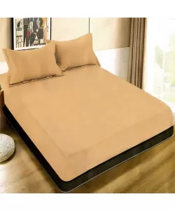 Husa de Pat cu 2 Perne, 180x200 cm, Bumbac Satinat, Maro Deschis H04/394 Husa de Pat cu 2 Perne, 180x200 cm, Bumbac Satinat, Maro Deschis H04/394