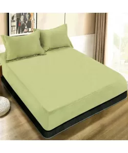 Husa de Pat cu 2 Perne, 180x200 cm, Bumbac Satinat, Verde Deschis H04/397 Husa de Pat cu 2 Perne, 180x200 cm, Bumbac Satinat, Verde Deschis H04/397