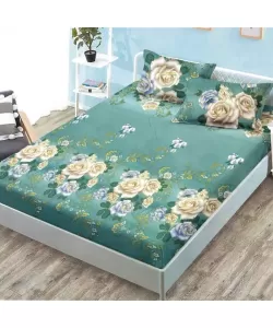 Husa cu Diverse Flori pentru Pat Dublu si 2 Fete de Perna, Bumbac, 180*200cm, HS/40 Husa cu Diverse Flori pentru Pat Dublu si 2 Fete de Perna, Bumbac, 180*200cm, HS/40