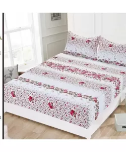 Husa Florala pentru Pat Dublu si 2 Fete de Perna, 180*200 cm, Bumbac, HS/11 Husa Florala pentru Pat Dublu si 2 Fete de Perna, 180*200 cm, Bumbac, HS/11