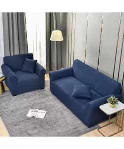 Husa Fotoliu + Fata de Perna, 90*140cm, Bumbac, Albastru, FT08 Husa Fotoliu + Fata de Perna, 90*140cm, Bumbac, Albastru, FT08