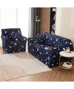 Husa Fotoliu + Fata de Perna, 90*140cm, Bumbac elastic, Albastru, FT55 Husa Fotoliu + Fata de Perna, 90*140cm, Bumbac elastic, Albastru, FT55