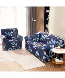 Husa Fotoliu + Fata de Perna, 90*140cm, Bumbac elastic, Albastru, FT56 Husa Fotoliu + Fata de Perna, 90*140cm, Bumbac elastic, Albastru, FT56