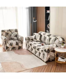 Husa Fotoliu + Fata de Perna, 90*140cm, Bumbac elastic, Gri, FT57 Husa Fotoliu + Fata de Perna, 90*140cm, Bumbac elastic, Gri, FT57