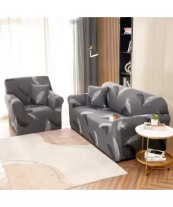 Husa Fotoliu + Fata de Perna, 90*140cm, Bumbac elastic, Gri, FT66 Husa Fotoliu + Fata de Perna, 90*140cm, Bumbac elastic, Gri, FT66