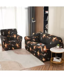 Husa Fotoliu + Fata de Perna, 90*140cm, Bumbac elastic, Negru, FT64 Husa Fotoliu + Fata de Perna, 90*140cm, Bumbac elastic, Negru, FT64