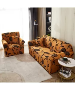 Husa Fotoliu + Fata de Perna, 90*140cm, Bumbac elastic, Ocru, FT62 Husa Fotoliu + Fata de Perna, 90*140cm, Bumbac elastic, Ocru, FT62