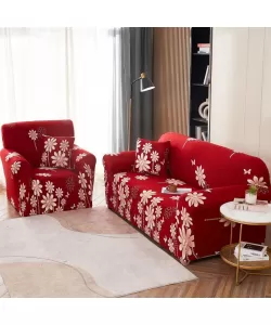 Husa Fotoliu + Fata de Perna, 90*140cm, Bumbac elastic, Rosu, FT61 Husa Fotoliu + Fata de Perna, 90*140cm, Bumbac elastic, Rosu, FT61