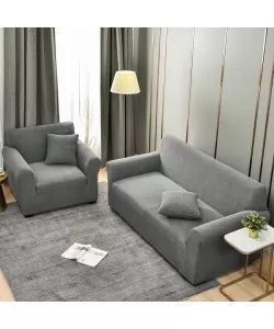 Husa Fotoliu + Fata de Perna, 90*140cm, Bumbac, Gri, FT09 Husa Fotoliu + Fata de Perna, 90*140cm, Bumbac, Gri, FT09