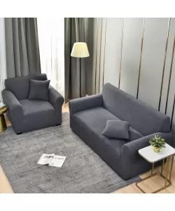 Husa Fotoliu + Fata de Perna, 90*140cm, Bumbac, Gri Inchis, FT02 Husa Fotoliu + Fata de Perna, 90*140cm, Bumbac, Gri Inchis, FT02